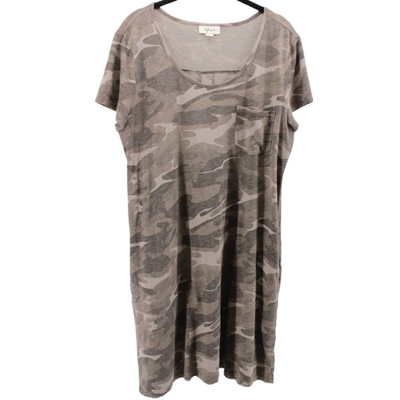 Style & Co. Camouflage Knee Length Shirt Dress Comfort Military Size L - Picture 2 of 8